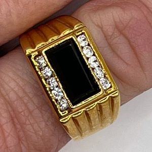 Black Onyx Ring (#39) with fake diamonds